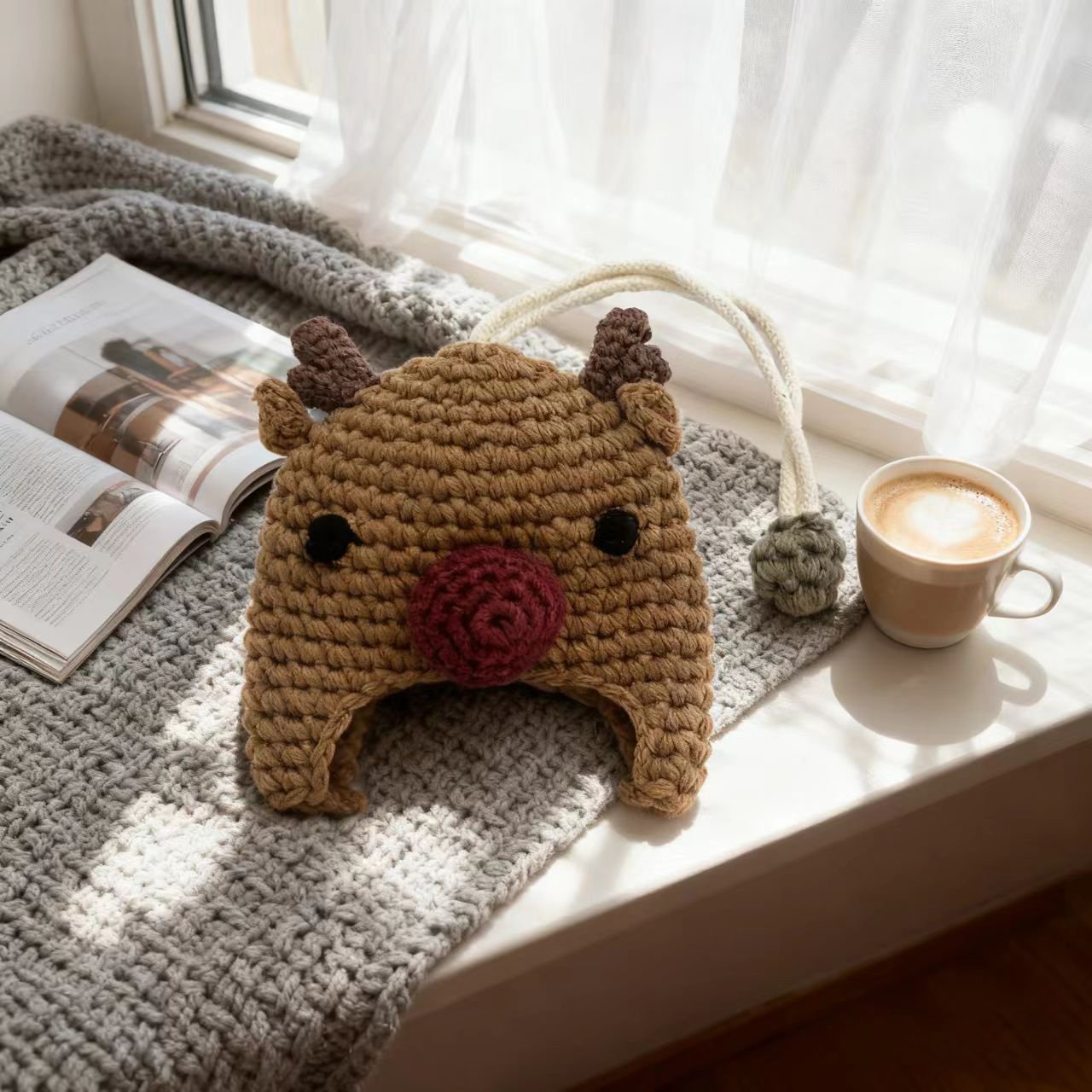 Crochet Reindeer Keychain Christmas Charm