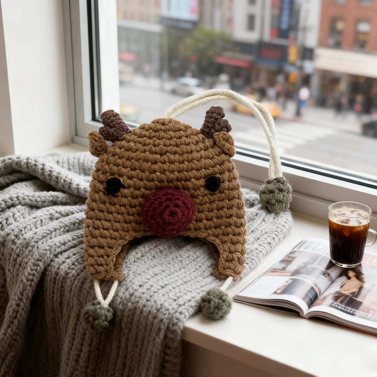 Crochet Reindeer Keychain Christmas Charm