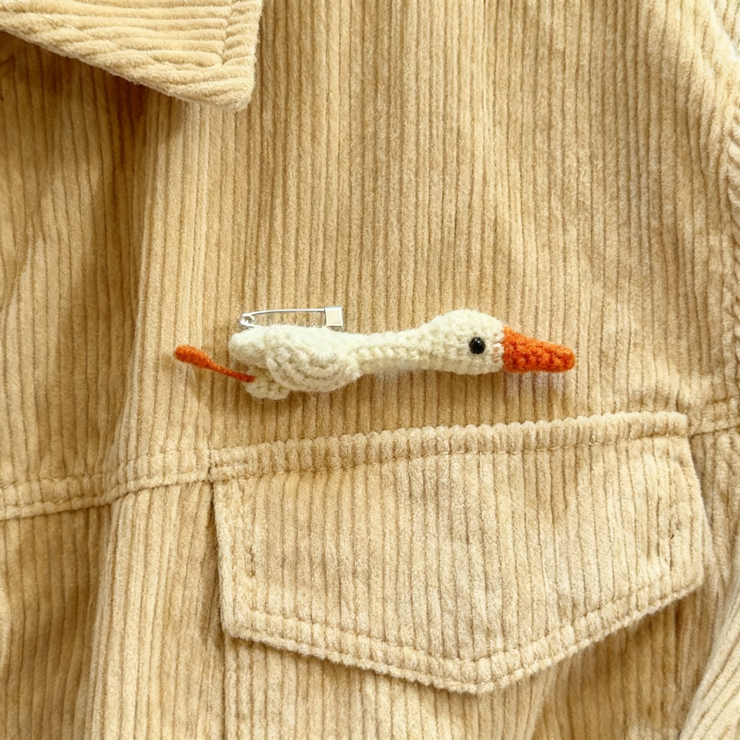 Crochet Duck Goose Brooch Pin