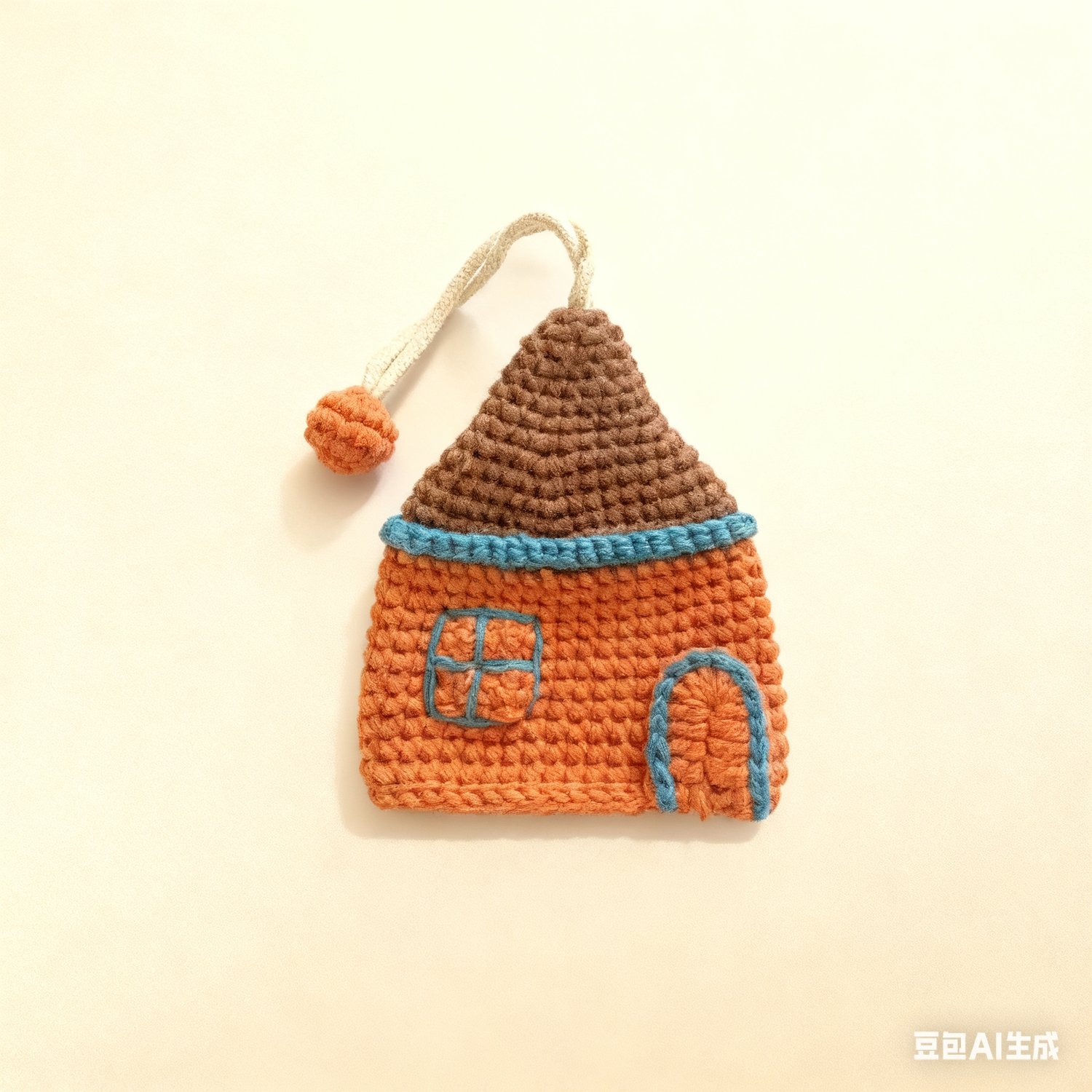 Crochet Cottage House Keychain Charm