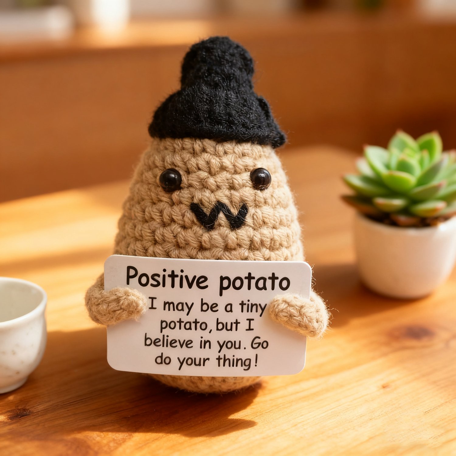 Positive Potato Crochet Plush with Hat