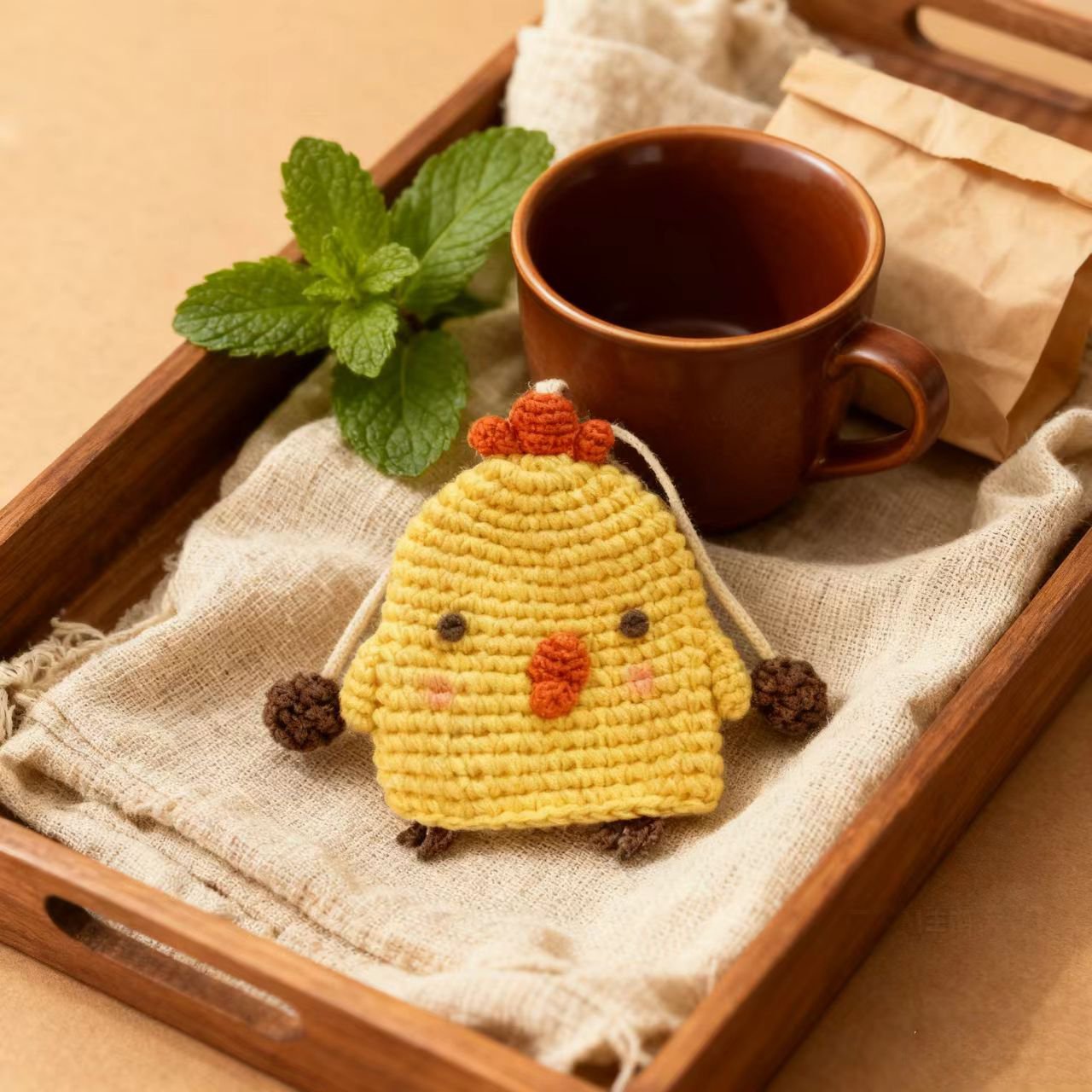 Crochet Chicken Keychain Hen Charm