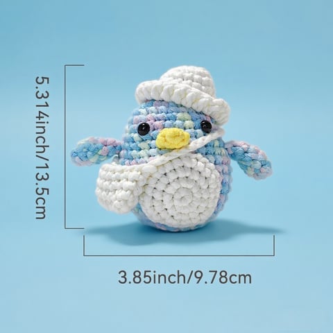 Beginner Friendly Crochet Amigurumi Kit for Blue Purple Penguin Doll Making Set