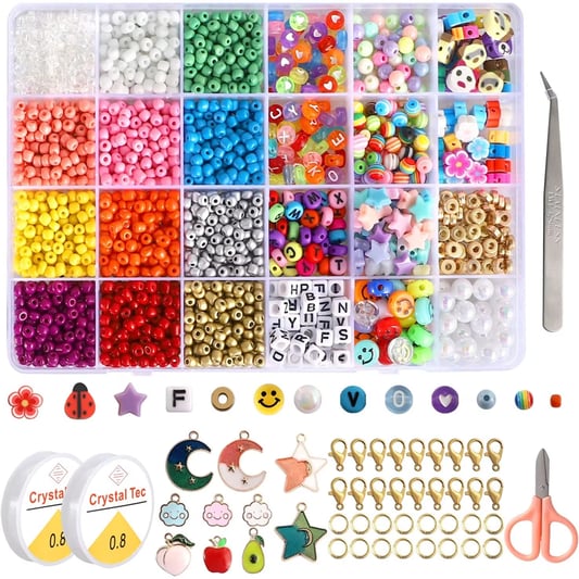 Jewelry Polymer Clay Pearl Letter Beads Glass Seed Beads DIY Jewelry Making Set