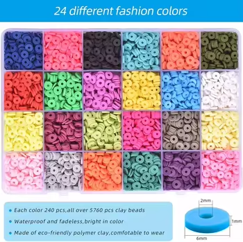 24 Color Clay Beads with 26 Letters Beads Kit Funny Name DIY Making Jewelry Set