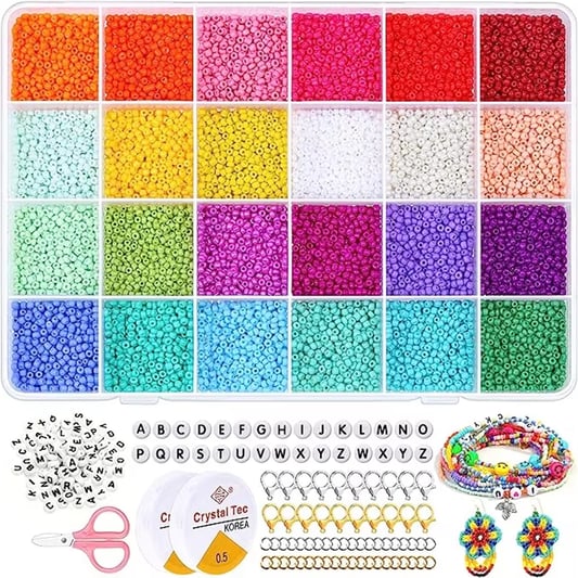 12000 pcs Glass Seed Beads DIY Material Bracelets Beads Girl Jewelry Making Kits