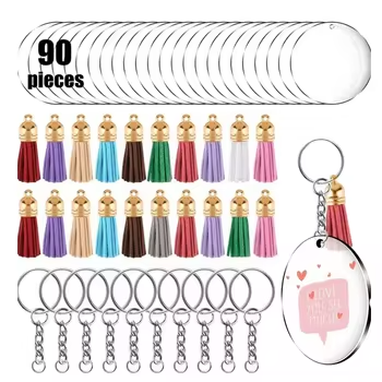 Factory Direct selling Acrylic Round Plate DIY Keychain Making Kit