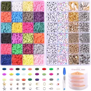 24 Color Clay Beads with 26 Letters Beads Kit Funny Name DIY Making Jewelry Set