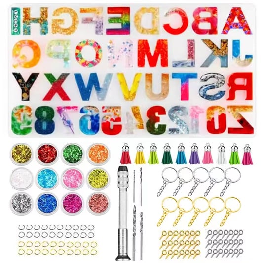 Epoxy Resin Alphabet Jewelry Making Kits Beginners Making DIY Casting Molds Set