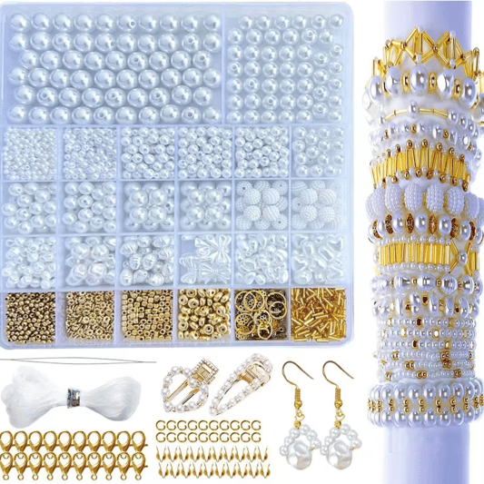 Imitation Irregular Pearls with Gold Color Spacer Beads DIY Bracelet Making Kit