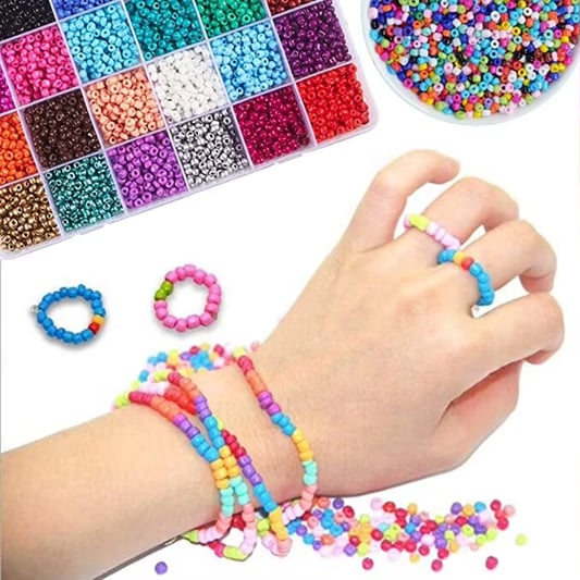 Glass Solid Seed Beads Kit Rice Beads for Jewelry Making DIY Stretchy Bracelet