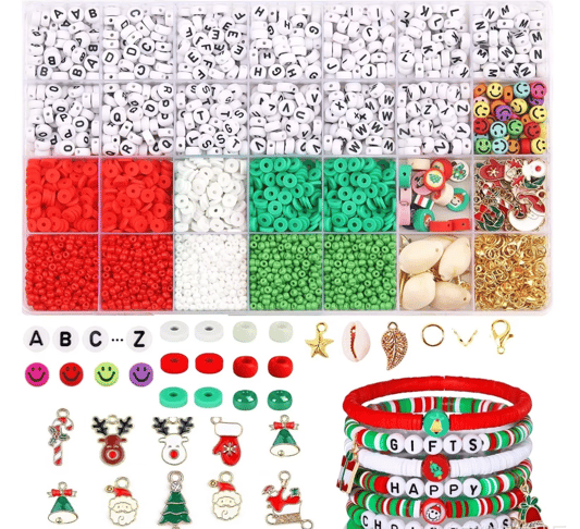 Christmas Polymer Clay Beads DIY Jewelry Make Kit Colored Charm Letter Beads Set