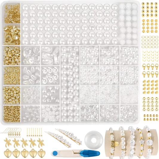 Imitation Irregular Pearls with Gold Color Spacer Beads DIY Bracelet Making Kit