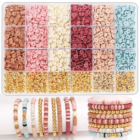 Clay Beads with Golden Beads Kit DIY Jewelry Making Girl Friendship Bracelet Set