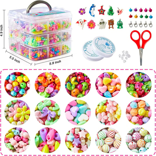 Colorful beads for kids craft jewelry making bead kit for bracelet making toys