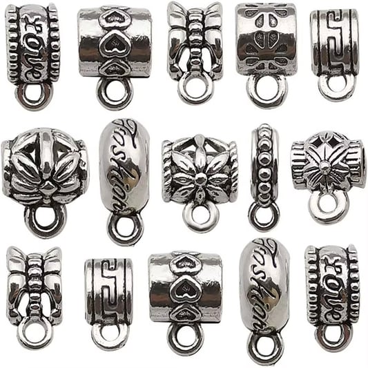 High quality Clasp Bail Charms Bail Tube Beads Loose Spacer Bead Hanger Charm for Jewelry Making DIY Necklace Bracelet