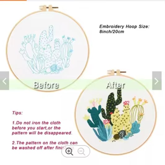 Flower Embroidery Design Beginner DIY Kits Round Cross Stitch Sewing Craft Kits