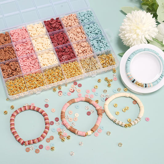 Clay Beads with Golden Beads Kit DIY Jewelry Making Girl Friendship Bracelet Set