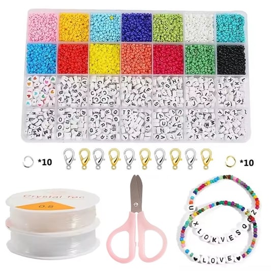 Glass Rice Beads Set DIY Creative Bracelet Necklace Earrings Jewelry Making Kits