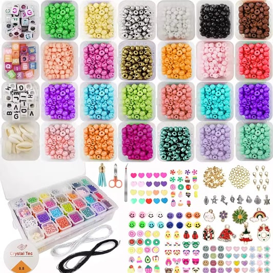 28 Color Glass Seed Beads Set Letter Beads DIY Making Name Charm Jewelry Kits