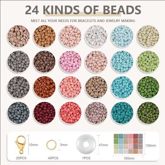 320 g Glass Seed Beads 24 Colors Suitable Beginner DIY Hobby Jewelry Making Kits