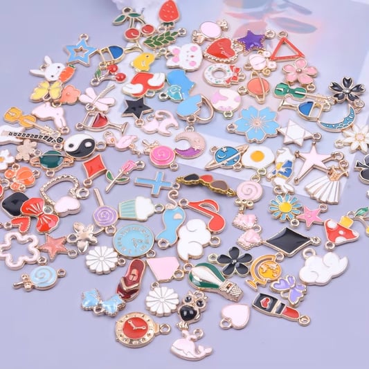 DIY colorful oil dropped keychain pendant for mixed random packing jewelry accessory charms for handmade alloy pendant