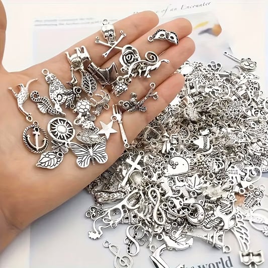 Antique silver color 100pcs of metal pendant charms for DIY jewelry making findings metal charms for wholesale