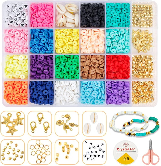 Flat Round Polymer Clay Beads Kits Jewelry DIY Making Clay Beaded Craft Supplies