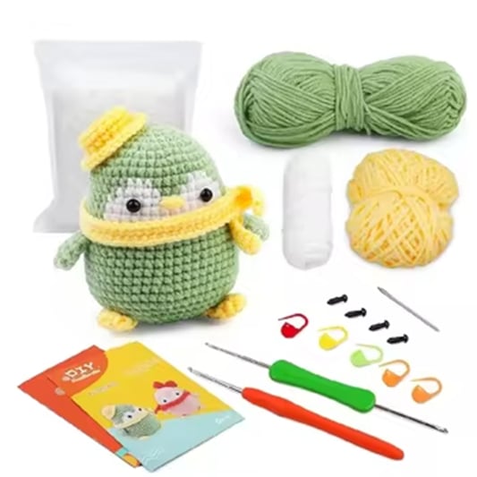 High Quality DIY Crochet Animal Kit for Beginners Exquisite Green Penguin Plush Material DIY Knitting Mini Size Customizable Wea