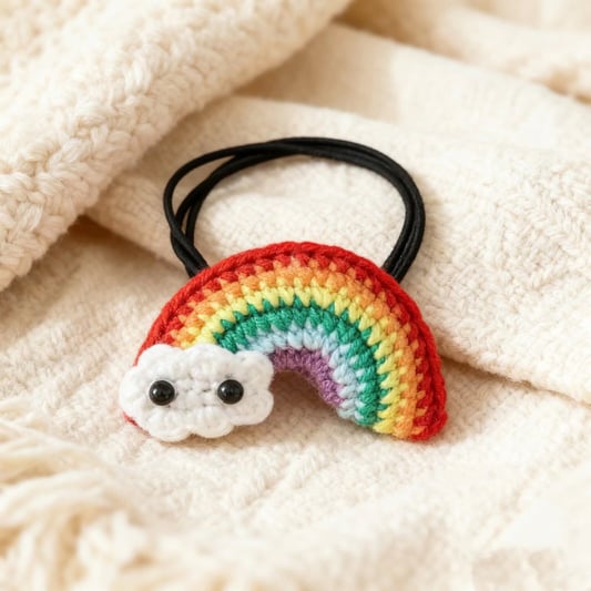 Crochet Rainbow Hair Tie