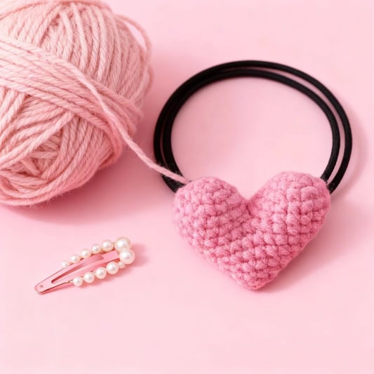 Crochet Heart Hair Tie