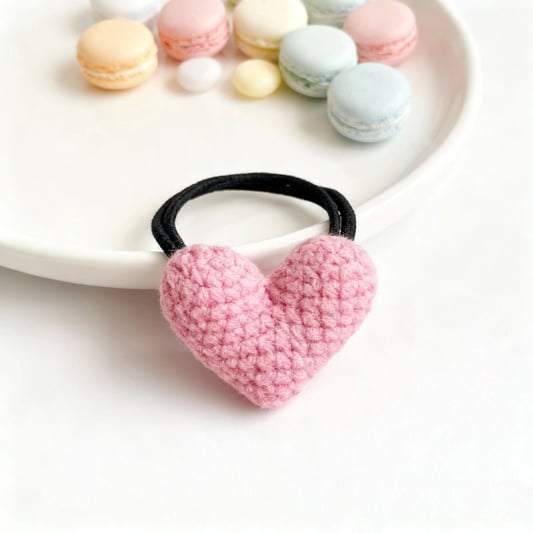 Crochet Heart Hair Tie