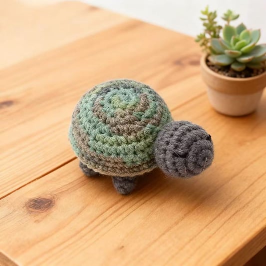 Crochet Natural Turtle Bag Charm