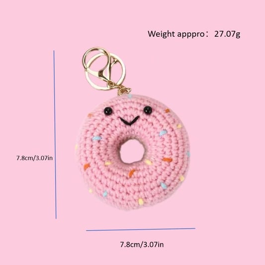 Crochet Pink Donut Keychain Plush