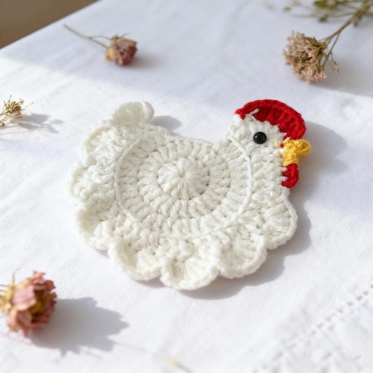 Crochet Chicken Coaster Handmade Cup Mat