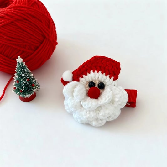 Christmas Santa Crochet Hair Clip