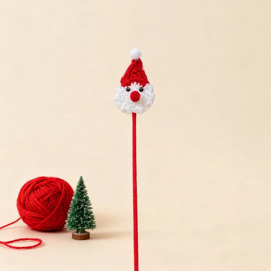 Crochet Santa Stick Handmade Festive Accessory