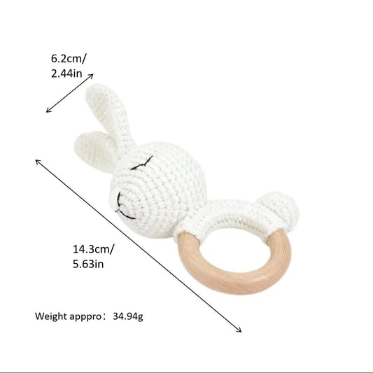Crochet White Rabbit Doll Keychain Rattle