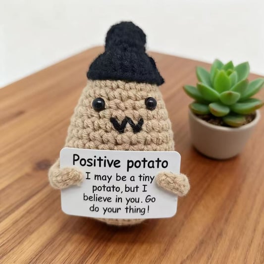 Positive Potato Crochet Plush with Hat