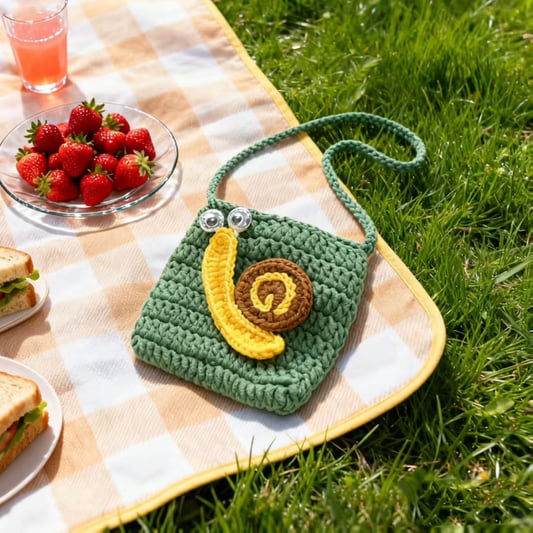 Crochet Snail Mini Crossbody Bag