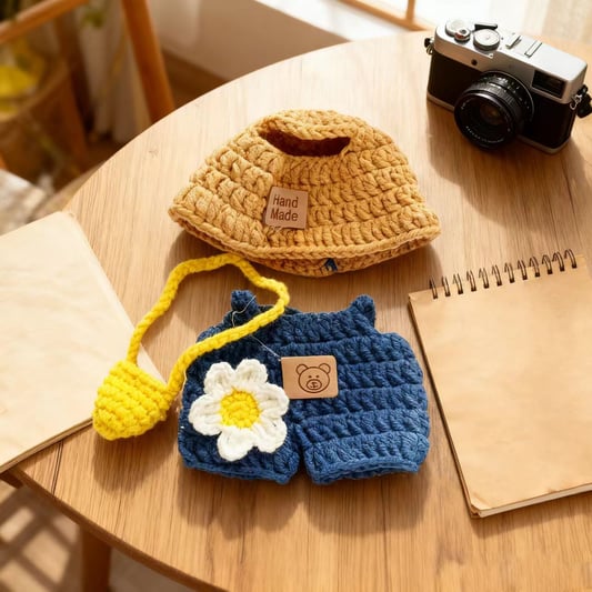 Crochet Doll Clothes Bucket Hat Set