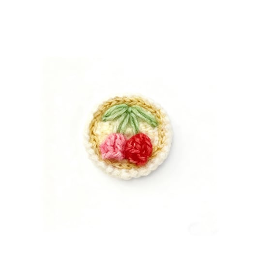 Crochet Cherry Brooch Fruit Pin