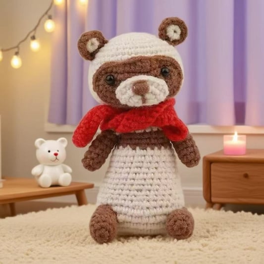 Crochet Raccoon Doll Kit Easy Beginner Craft Set