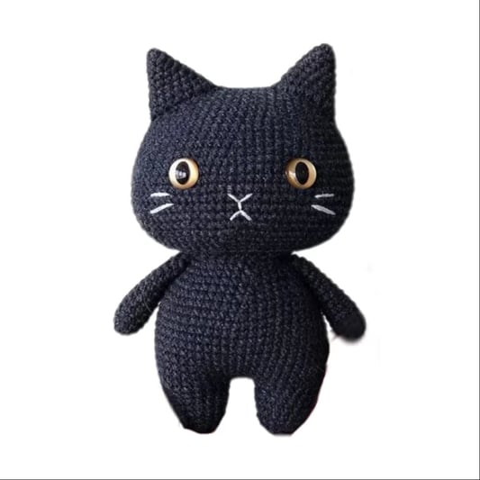 Crochet Black Cat Plush Doll Kit Handmade Craft