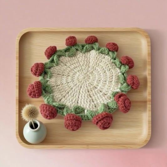 Crochet Rose Coaster Starter Kit Floral Cup Mat