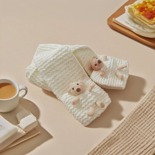 Crochet Bear Scarf Amigurumi Kit Winter Accessory