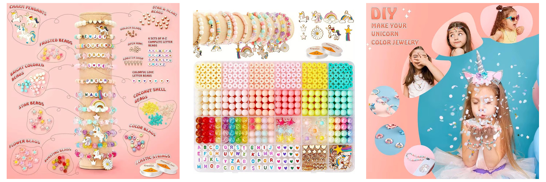 Polymer Clay Bead Kits for Kids DIY Friendship Making Necklace Charm Pendant Set