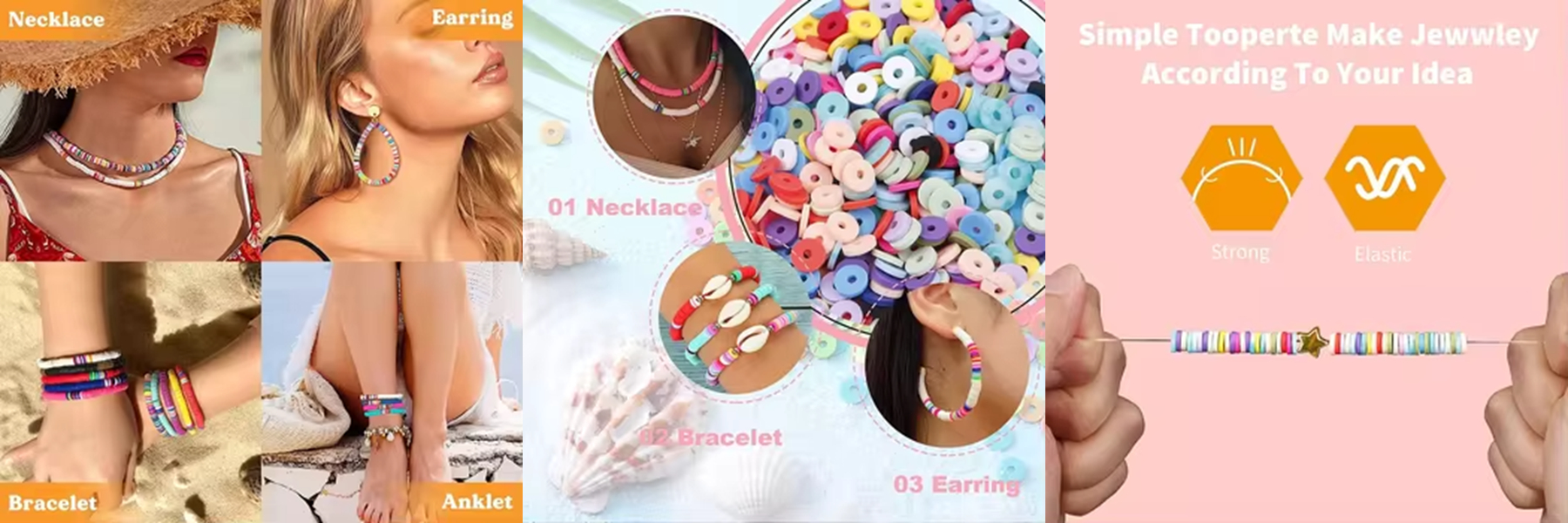 24 Color Clay Beads with 26 Letters Beads Kit Funny Name DIY Making Jewelry Set