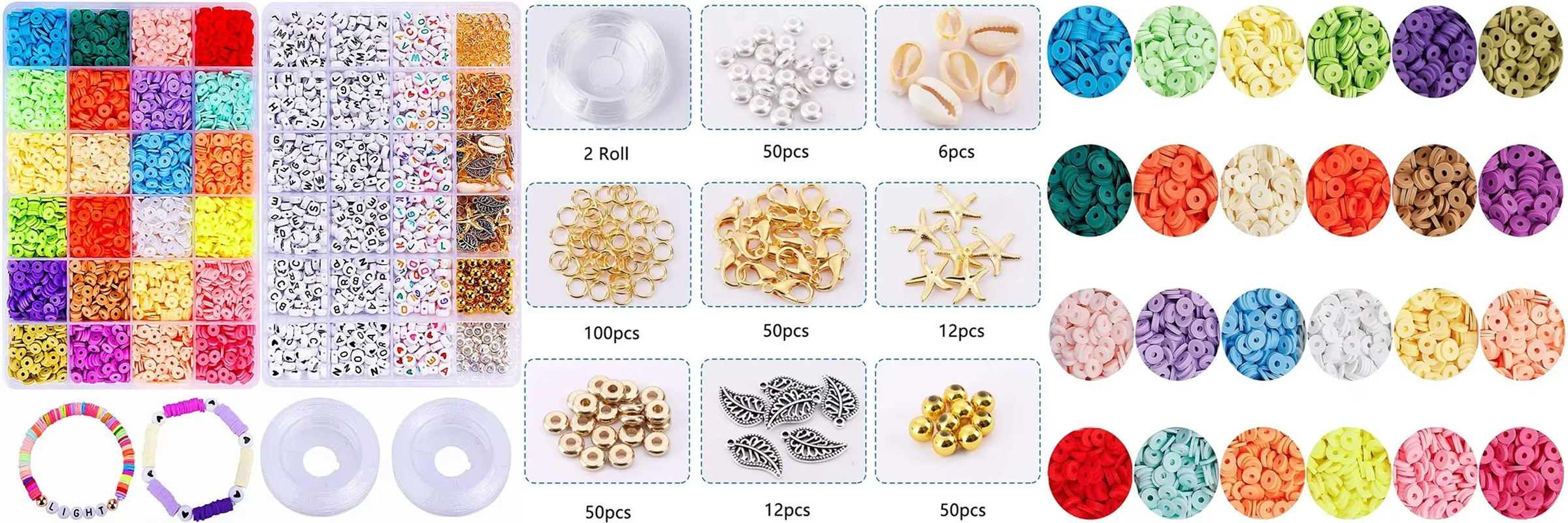 Clay Beads with Letter Beads Sets Polymer Spacer Beads DIY Jewelry Making Kits