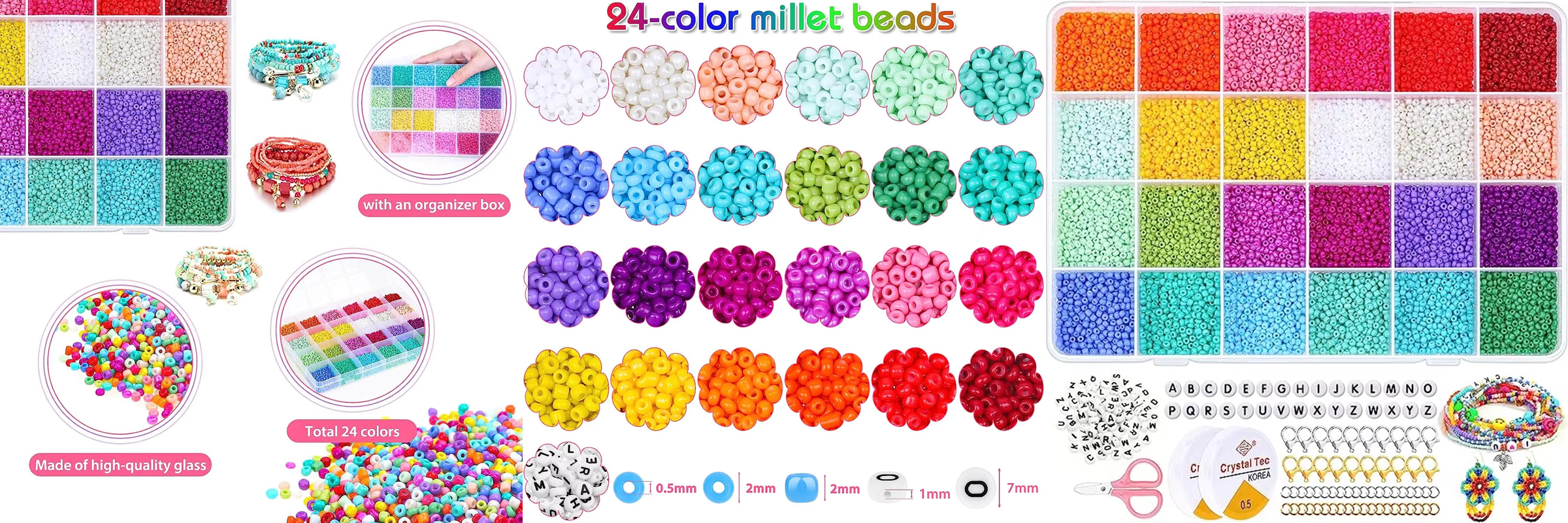 12000 pcs Glass Seed Beads DIY Material Bracelets Beads Girl Jewelry Making Kits